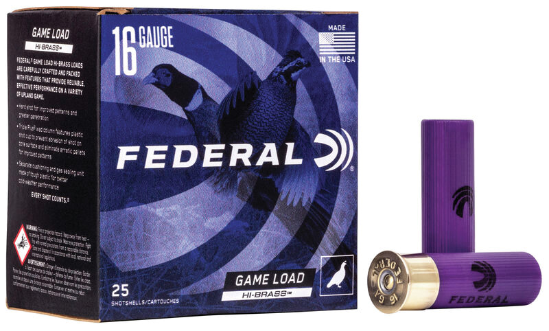 Federal Game Load Upland Hi-Brass Ammunition 16 Gauge 2-3/4 1 1/8 oz Shot