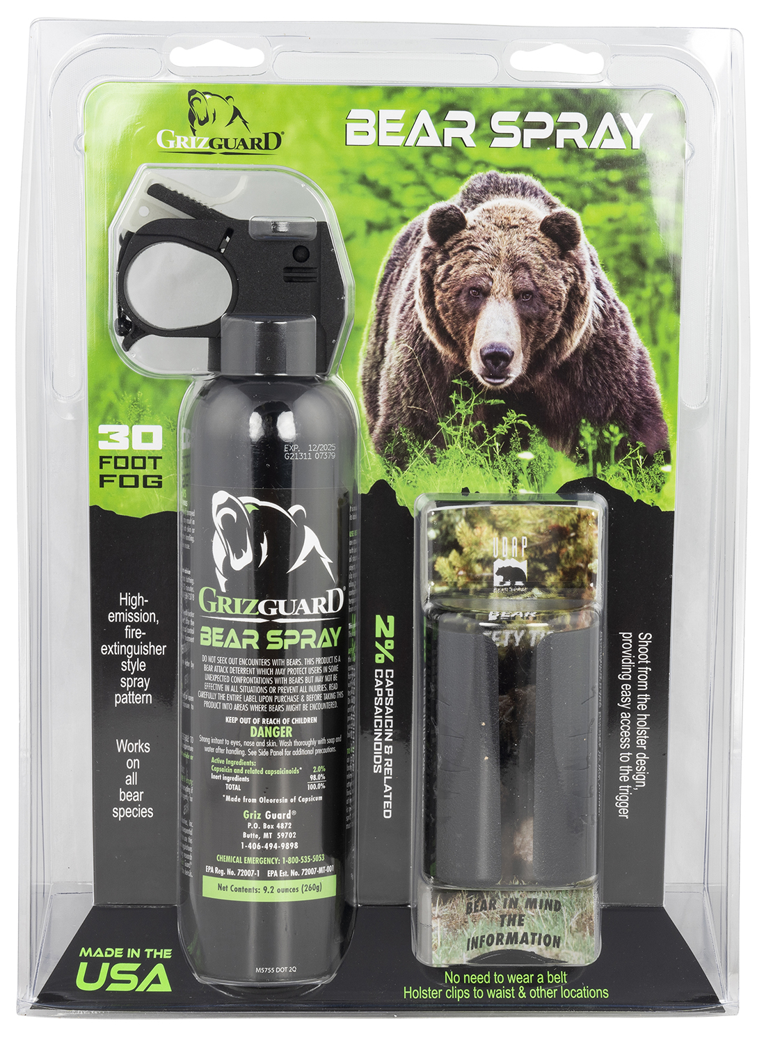 UDAP 260GG Griz Guard Bear Pepper Spray Black Effective 30 ft 9.2oz ...