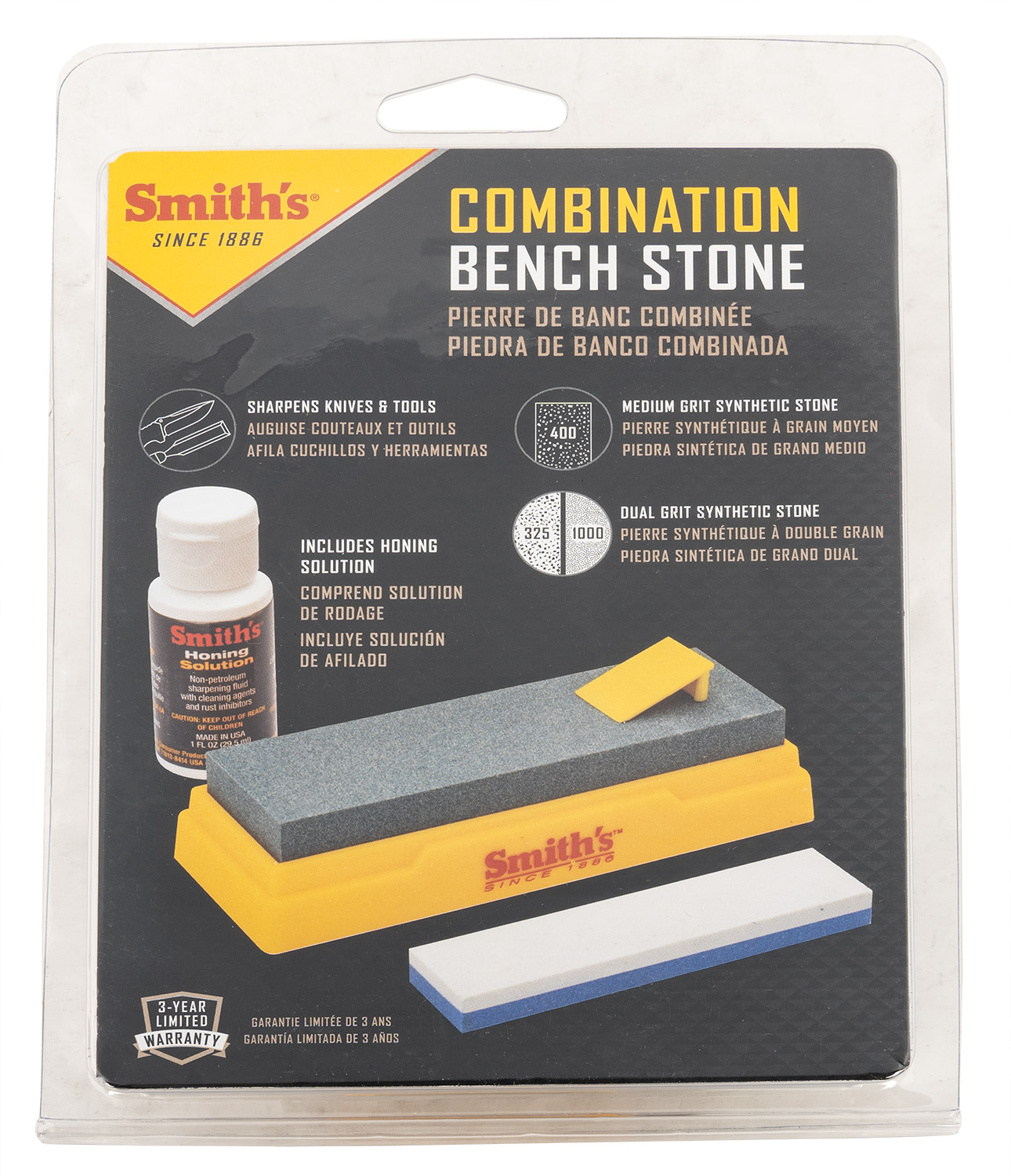 Smith's 4-inch Diamond Combo Bench Stone Knife Sharpener