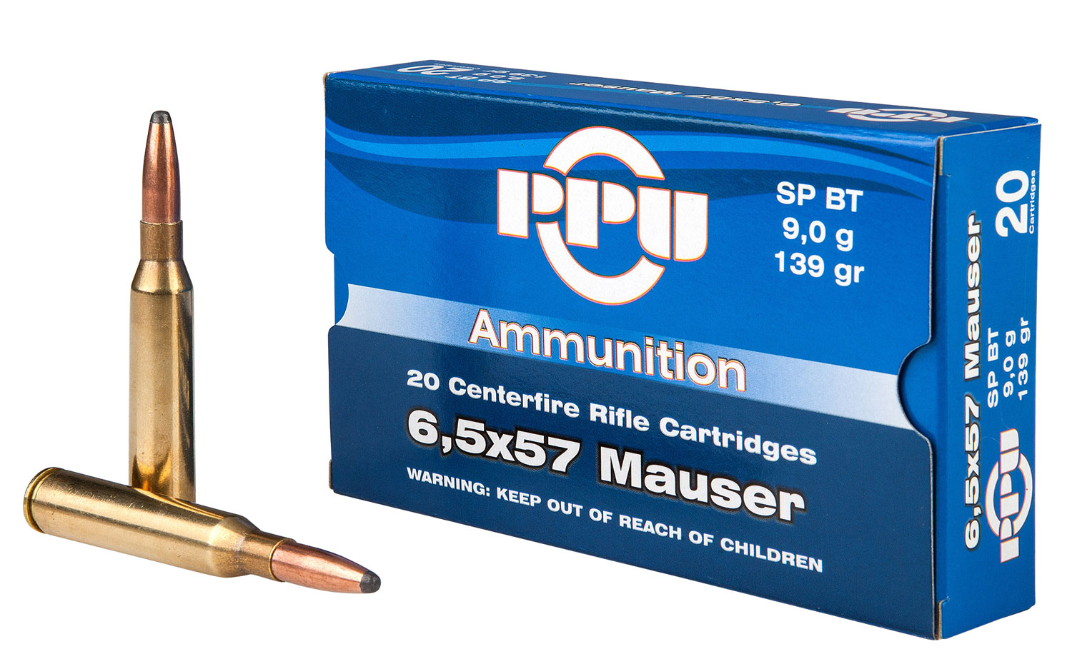 PPU PP6M Metric Rifle 6.5x57mm 139 Gr Soft Point Boat-Tail (SPBT) 20 Bx ...